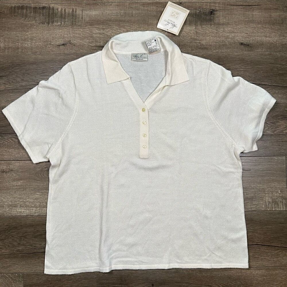 Kathie Lee Women’s Size 22 24 Vintage Polo Top White Shirt Collared Blouse NWT